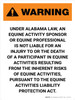 Warning: Alabama Equine Activity Sponsor Not Liable Portrait - Wall Sign
