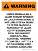 Warning: Georgia Llama Professional Is Not Liable Portrait - Wall Sign