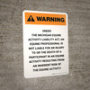 Warning: Michigan Equine Activity Sponsor Not Liable Portrait - Wall Sign Warning: Michigan Equine Activity Sponsor Not Liable Portrait - Wall Sign