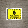Animals Will Bite Fingers with Icon Hazard Landscape - Wall Sign Animals Will Bite Fingers with Icon Hazard Landscape - Wall Sign