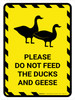 Please Do Not Feed The Ducks & Geese Hazard Portrait - Wall Sign Please Do Not Feed The Ducks & Geese Hazard Portrait - Wall Sign