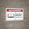 Danger: Hazardous Materials Check SDS Files Ansi Danger Sign - Wall Sign Danger: Hazardous Materials Check SDS Files Ansi Danger Sign - Wall Sign