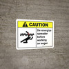 Caution: De-Energize Spreader Before Working on Auger ANSI Landscape - Wall Sign