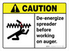 Caution: De-Energize Spreader Before Working on Auger ANSI Landscape - Wall Sign