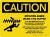 Caution: Rotating Auger Inside This Hopper Landscape - Wall Sign