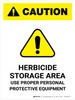 Caution: Herbicide Storage Area - Use Proper PPE Portrait - Wall Sign