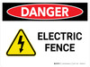 Danger: Electric Fence with Hazard Icon Landscape - Wall Sign Danger: Electric Fence with Hazard Icon Landscape - Wall Sign