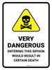 Very Dangerous Entering This Siphon with Hazard Icon Portrait - Wall Sign