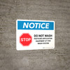 Notice: Do Not Wash Pesticide Application Equipment at This Wash Station with Stop Icon Landscape - Wall Sign