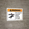 Warning: Ansi De-Energize Spreader Before Working Landscape - Wall Sign