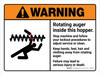 Warning: Ansi Rotating Auger Inside Landscape - Wall Sign