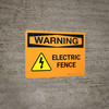 Warning: Electric Fence Landscape - Wall Sign Warning: Electric Fence Landscape - Wall Sign