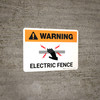 Warning: Electric Fence with Icon White Landscape - Wall Sign