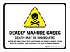Deadly Manure Gases - Death May Be Immediate with Hazard Icon Landscape - Wall Sign Deadly Manure Gases - Death May Be Immediate with Hazard Icon Landscape - Wall Sign