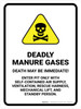 Deadly Manure Gases - Death May Be Immediate with Hazard Icon Portrait - Wall Sign