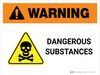 Warning: Dangerous Substances with Hazard Icon Landscape - Wall Sign