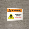 Warning: Herbicides In Tank - Keep Off with Hazard Icon Landscape - Wall Sign