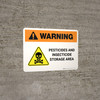 Warning: Pesticides And Insecticide Storage Area with Hazard Icon Landscape - Wall Sign Warning: Pesticides And Insecticide Storage Area with Hazard Icon Landscape - Wall Sign