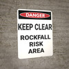 Danger: Keep Clear Rockfall Risk - Wall Sign