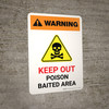 Warning: Keep Out Poison Baited Area with Hazard Icon Portrait - Wall Sign Warning: Keep Out Poison Baited Area with Hazard Icon Portrait - Wall Sign