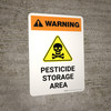 Warning: Pesticide Storage Area with Hazard Icon Portrait - Wall Sign