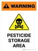 Warning: Pesticide Storage Area with Hazard Icon Portrait - Wall Sign