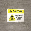 Caution: Pesticide Storage Area with Hazard Icon Landscape - Wall Sign