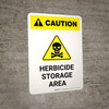 Caution: Herbicide Storage Area with Hazard Icon Portrait - Wall Sign