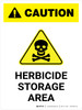 Caution: Herbicide Storage Area with Hazard Icon Portrait - Wall Sign