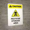 Caution: Pesticide Storage Area with Hazard Icon Portrait - Wall Sign