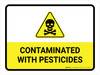 Contaminated With Pesticides with Hazard Icon Landscape - Wall Sign