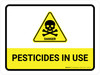 Pesticides In Use with Hazard Danger Icon Landscape - Wall Sign