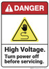 Danger: High Voltage Turn Power Off ANSI - Wall Sign Danger: High Voltage Turn Power Off ANSI - Wall Sign