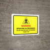 Warning - Spraying In Progress Do Not Pass with Hazard Icon Landscape - Wall Sign Warning - Spraying In Progress Do Not Pass with Hazard Icon Landscape - Wall Sign