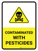 Contaminated With Pesticides with Hazard Icon Portrait - Wall Sign Contaminated With Pesticides with Hazard Icon Portrait - Wall Sign