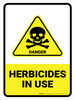 Herbicides In Use with Danger Hazard Icon Portrait - Wall Sign Herbicides In Use with Danger Hazard Icon Portrait - Wall Sign