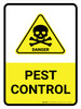 Pest Control with Danger Hazard Icon Portrait - Wall Sign