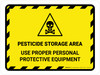 Pesticide Storage Area - Use Proper PPE Hazard Lines with Icon Landscape - Wall Sign