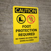 Caution: Foot Protection Required No Tennis Or Open Toed Shoes Portrait With Icons - Wall Sign