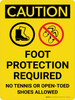 Caution: Foot Protection Required No Tennis Or Open Toed Shoes Portrait With Icons - Wall Sign