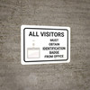 All Visitors Must Obtain Identification Badge Landscape with Icon - Wall Sign All Visitors Must Obtain Identification Badge Landscape with Icon - Wall Sign