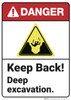 Danger: Keep Back Deep Excavation ANSI - Wall Sign Danger: Keep Back Deep Excavation ANSI - Wall Sign