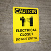Caution: Electrical Closet Do Not Enter Portrait With Icon - Wall Sign