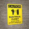 Caution: Electrical Closet Do Not Enter Without Permission Portrait With Icon - Wall Sign
