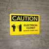 Caution: Electrical Closet Enter By Permit Only Landscape With Icon - Wall Sign