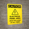 Caution: Electrical Panel Area Must be Clear at All Times Portrait With Icon - Wall Sign