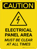 Caution: Electrical Panel Area Must be Clear at All Times Portrait With Icon - Wall Sign