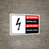 Danger: 120-208 Volts Bilingual Spanish Landscape with Icon - Wall Sign