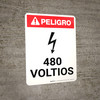 Danger: 480 Volts Spanish Portrait with Icon - Wall Sign Danger: 480 Volts Spanish Portrait with Icon - Wall Sign