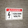 Danger: ANSI 120-208 Volts Landscape with Icon - Wall Sign Danger: ANSI 120-208 Volts Landscape with Icon - Wall Sign